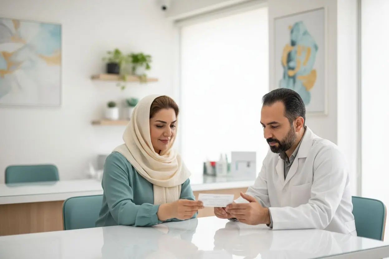 تحویل کارت اصالت ایمپلنت به بیمار در مطب دندانپزشکی