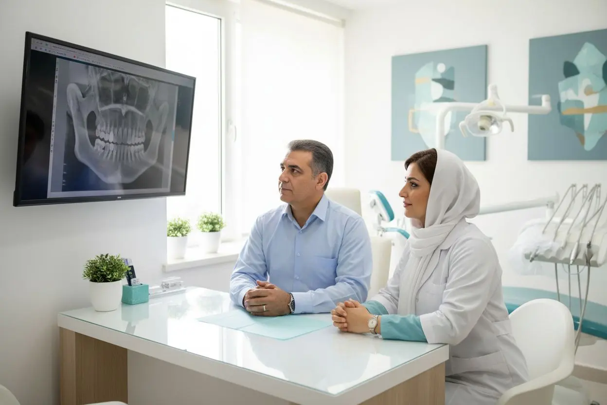 بررسی تصویر سه‌بعدی فک در جلسه برنامه‌ریزی ایمپلنت