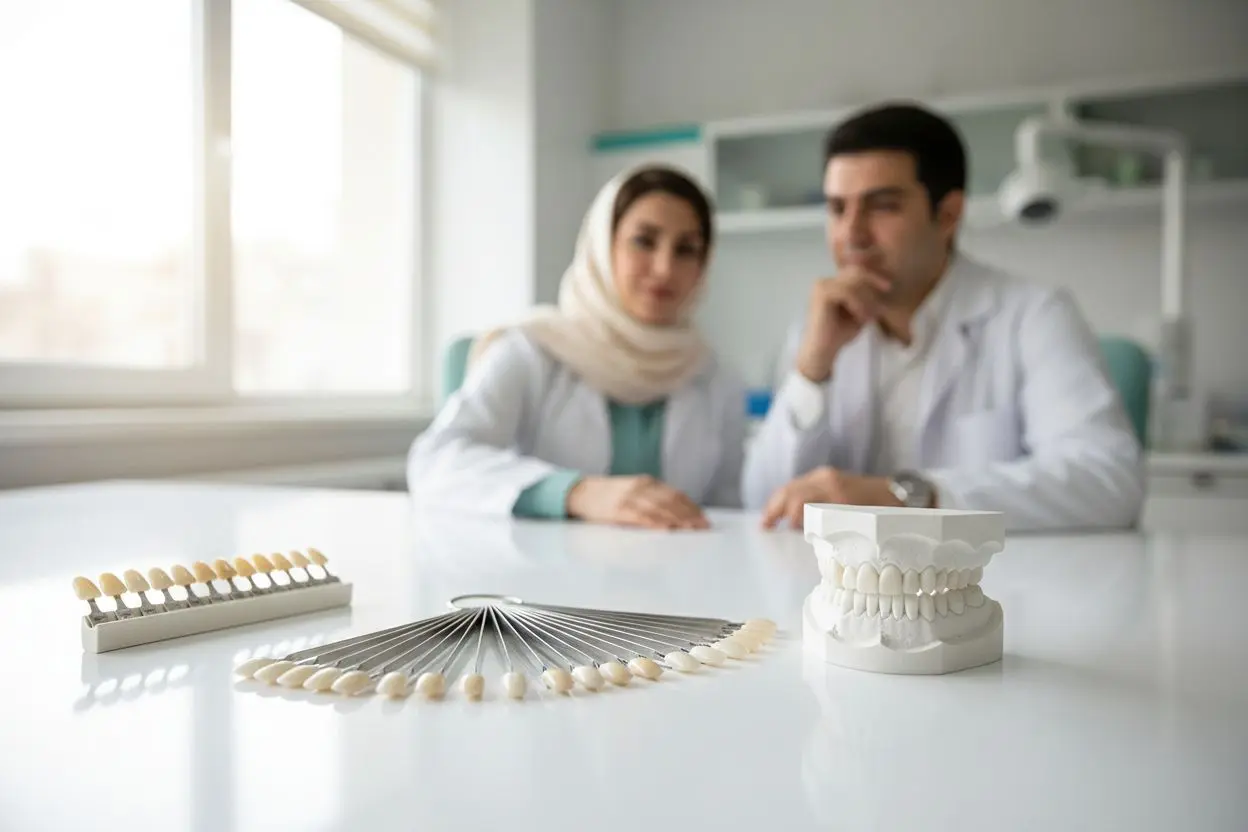 نمونه‌های رنگ و مدل آزمایشگاهی برای ساخت لمینت سرامیکی