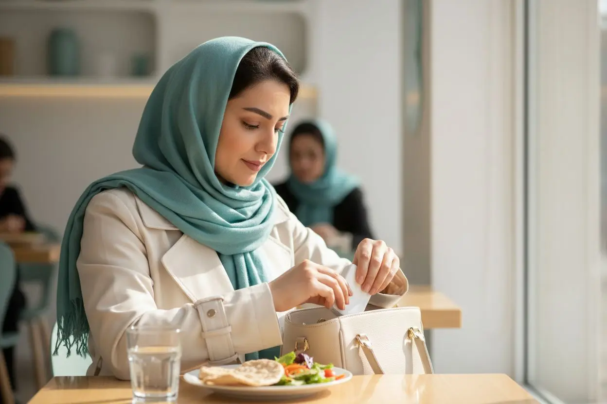 کنار گذاشتن الاینر در جعبه آن پیش از غذا در ارتودنسی نامرئی
