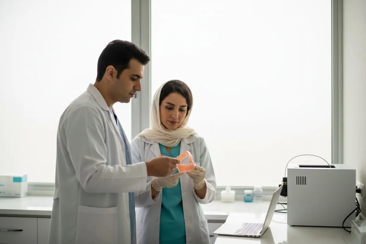 همکاری دندانپزشک و تکنسین لابراتوار بر اساس طرح دیجیتال لبخند