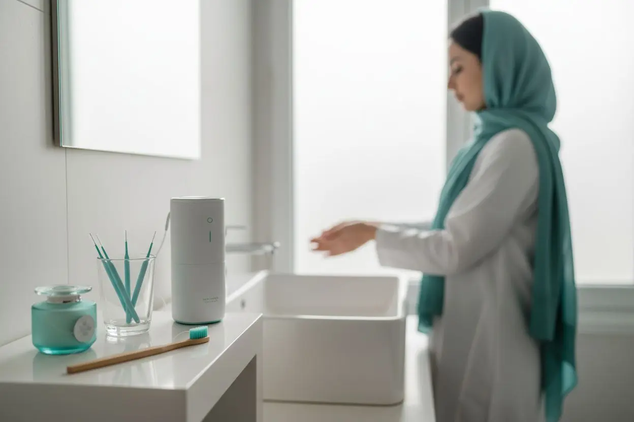 ابزارهای بهداشت روزانه برای مراقبت از لثه اطراف لمینت؛ مسواک نرم، نخ دندان و مسواک بیندندانی