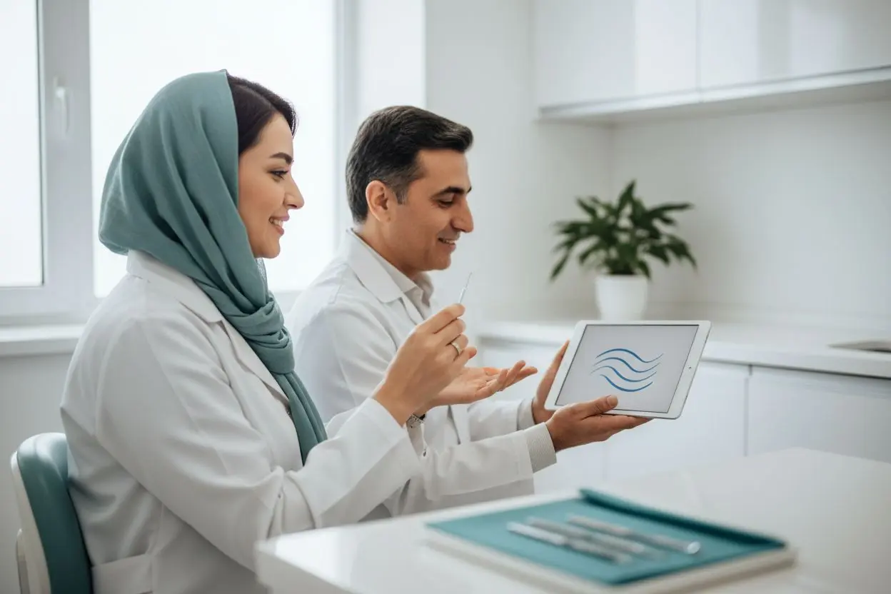آموزش استفاده از مسواک بین‌دندانی در جلسه کنترل و جرم‌گیری ایمپلنت